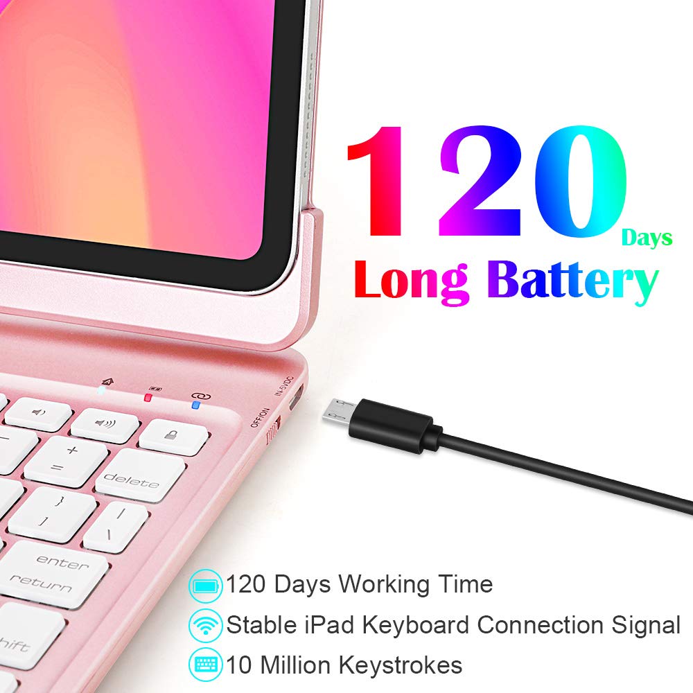 Keyboard for iPad Air 4 (10.9-inch), 12 Color Backlit, 360