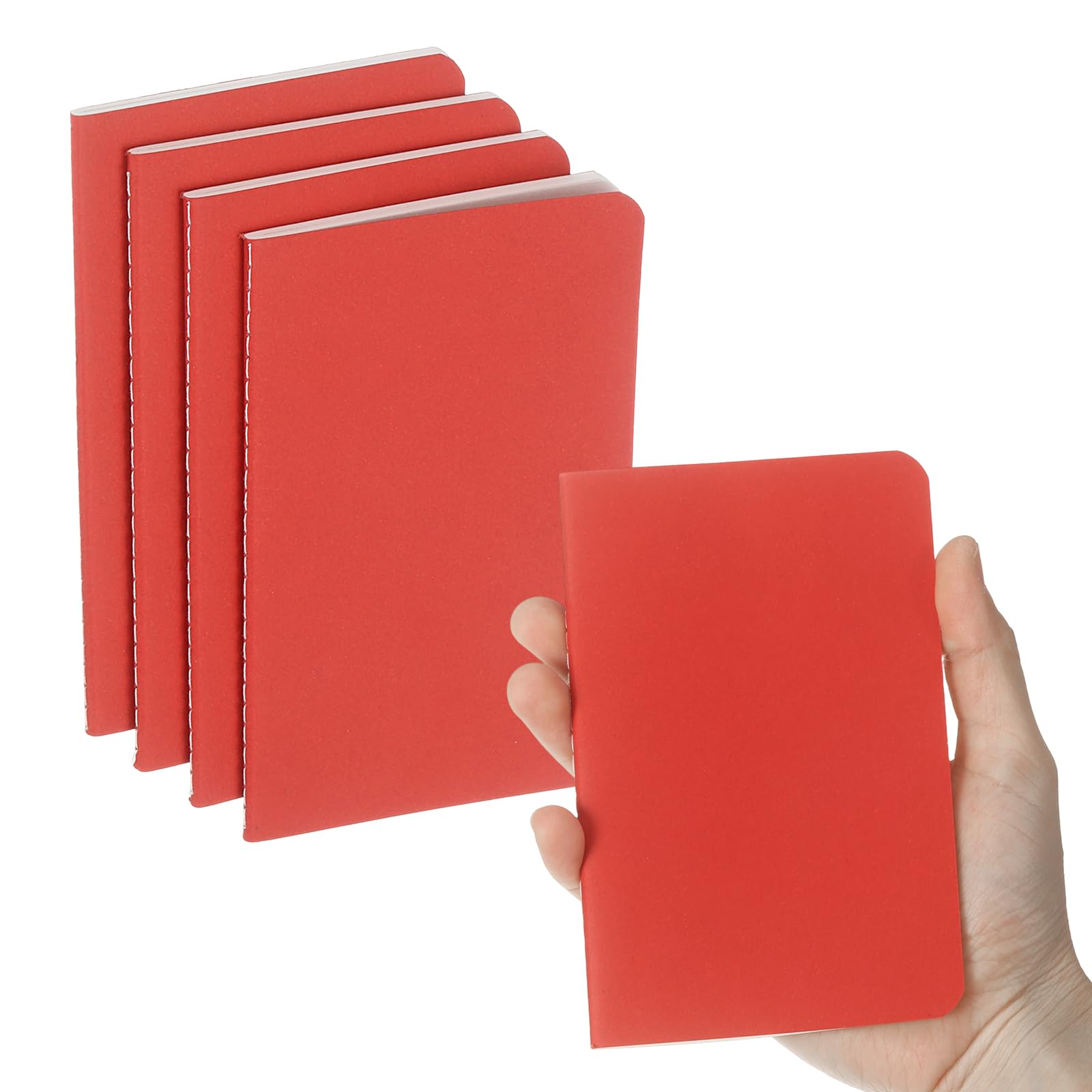 PATIKIL 6 Pack A6 Notebook, A6 Journal Mini Notebook Pocket Kraft Memo Notepads Lined Sketchbook Small 3.5x5.5 Inch 30 Sheets for Men Women Office Supplies Purse Travelers, Red