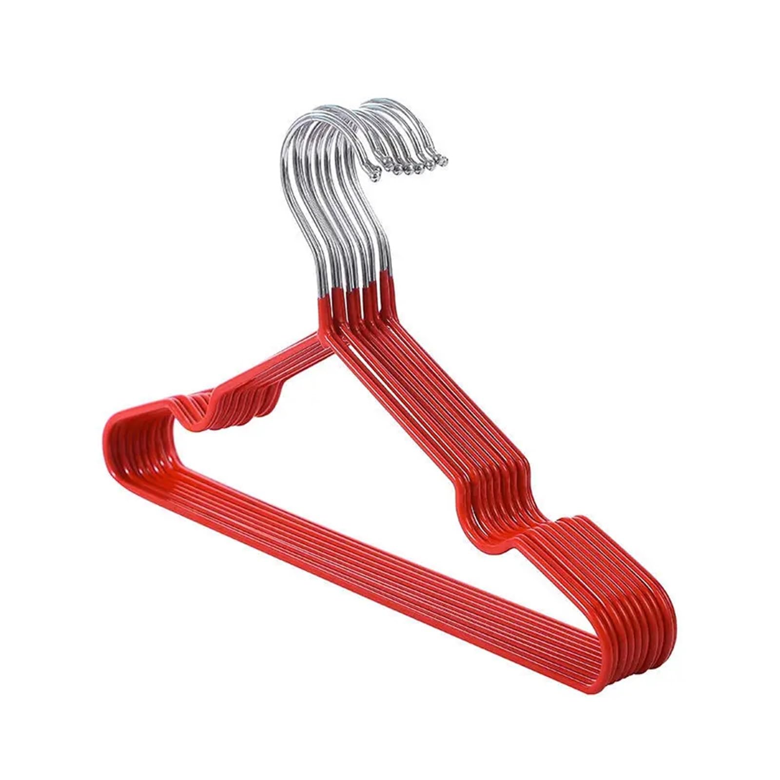 KFGISD, 10pcs Clothes Hanger Metal Drying Rack for Adult 40 * 20cm Household Non-slip Metal ，Hangers(Red)