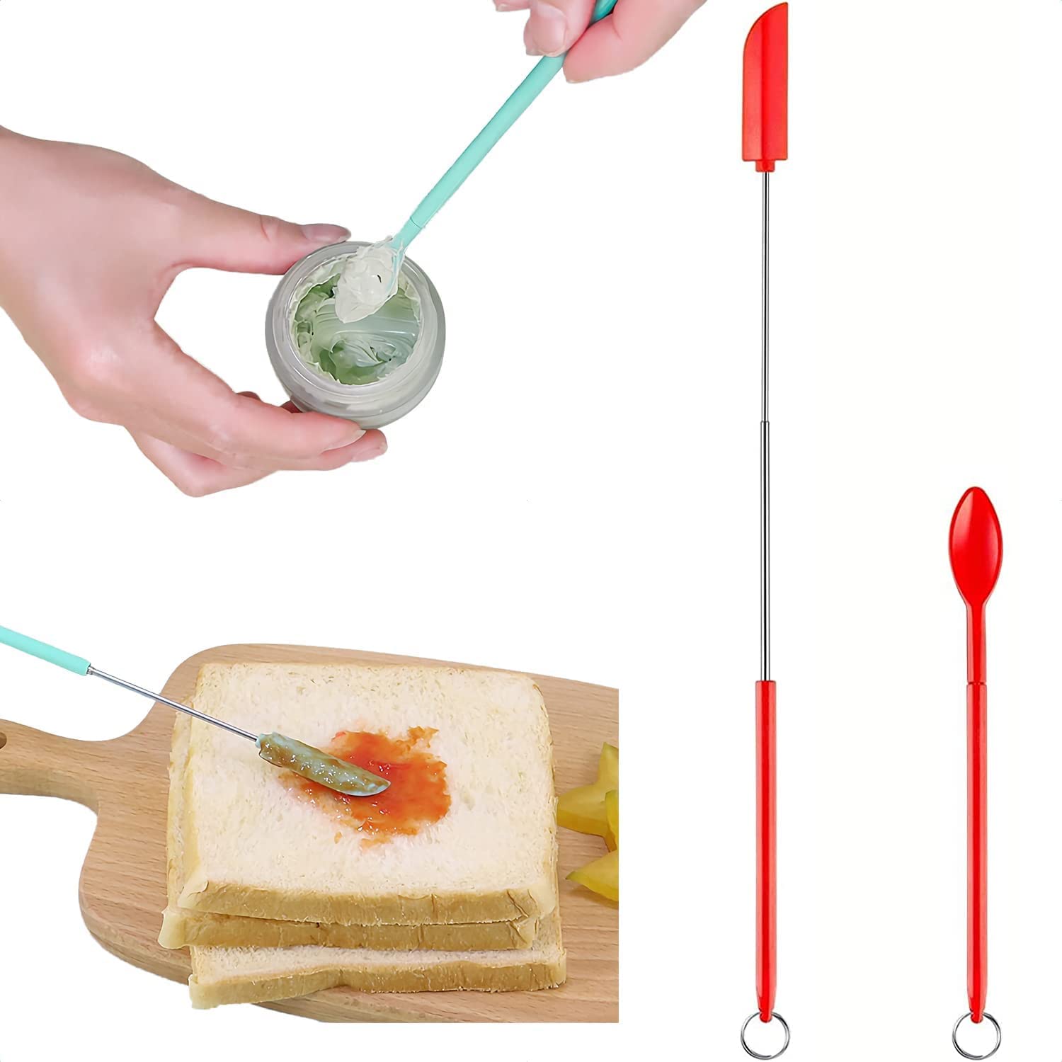 HomeFast Mini Telescopic Silicone Spatula, Heat-Resistant Household Cooking Silicone Spatula Set, Handle Size Adjustable, Makeup Spatula for Jar, Kitchen Bottles, Cosmetics (2 Pcs) (Red) (B0C3D9TD7B) Amazon Price History, Amazon Price Tracker