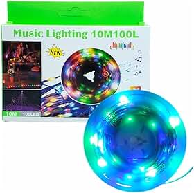 Cordão Pisca LED Musical Natalino 10 M com Controle – Luzes que Dançam ao Ritmo das Canções de Natal USB
