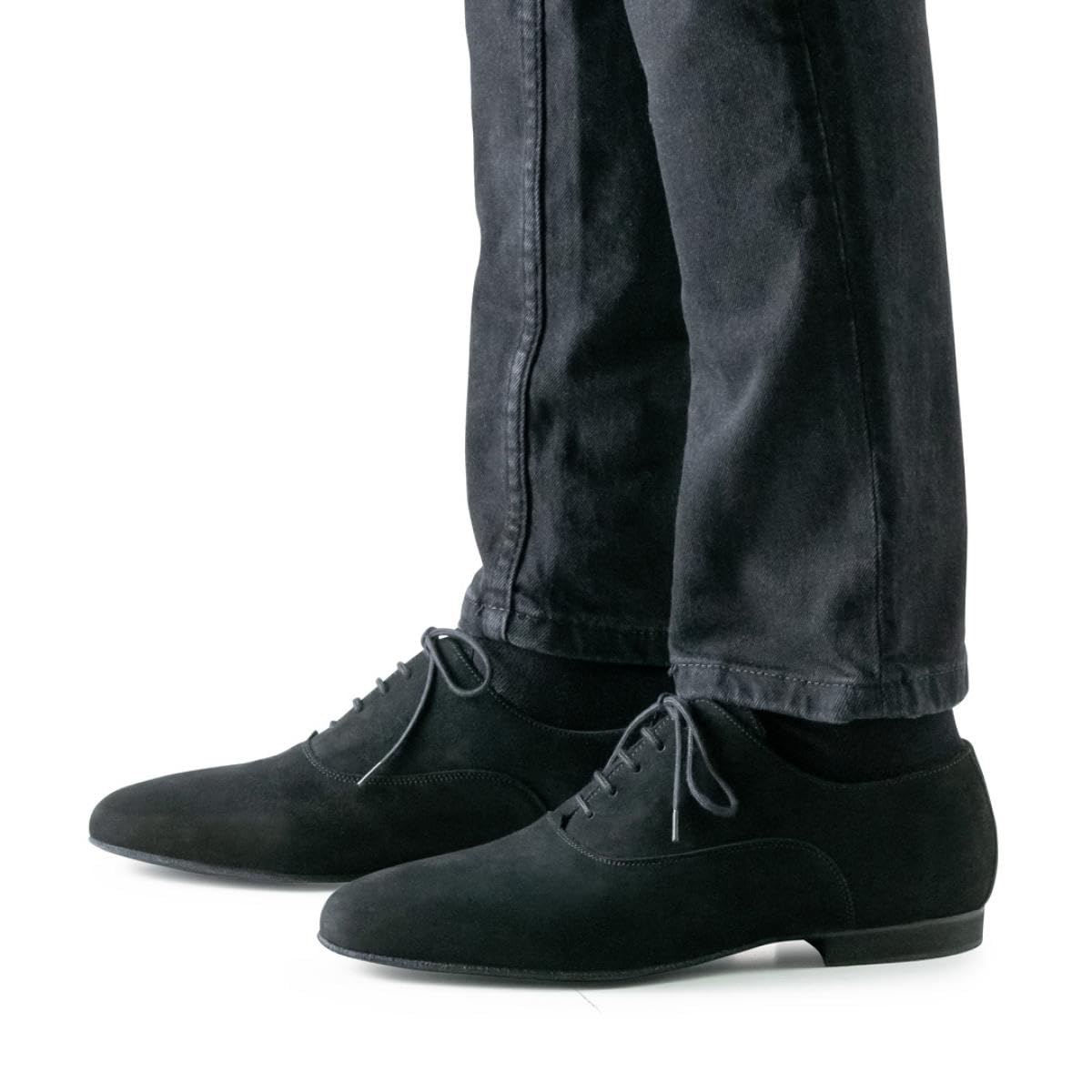 Werner Kern - męskie buty do tańca 28044 - skóra welurowa czarna - Super Flex Comfort, czarny - czarny - 44 EU