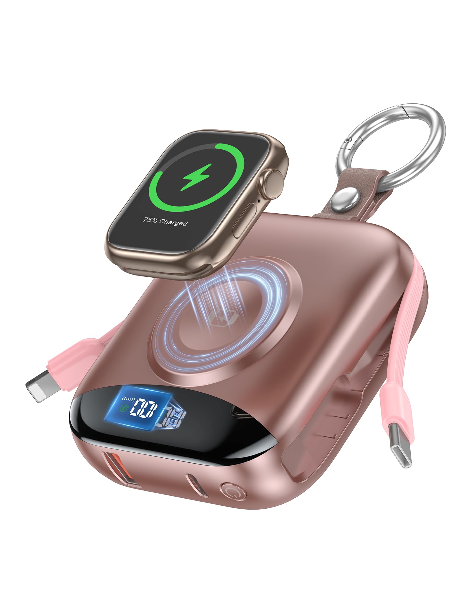 Portable Charger 10000mAh 22 5W Fast Charging Power Bank with Built-in Cables Travel Essentials Battery Pack with LED