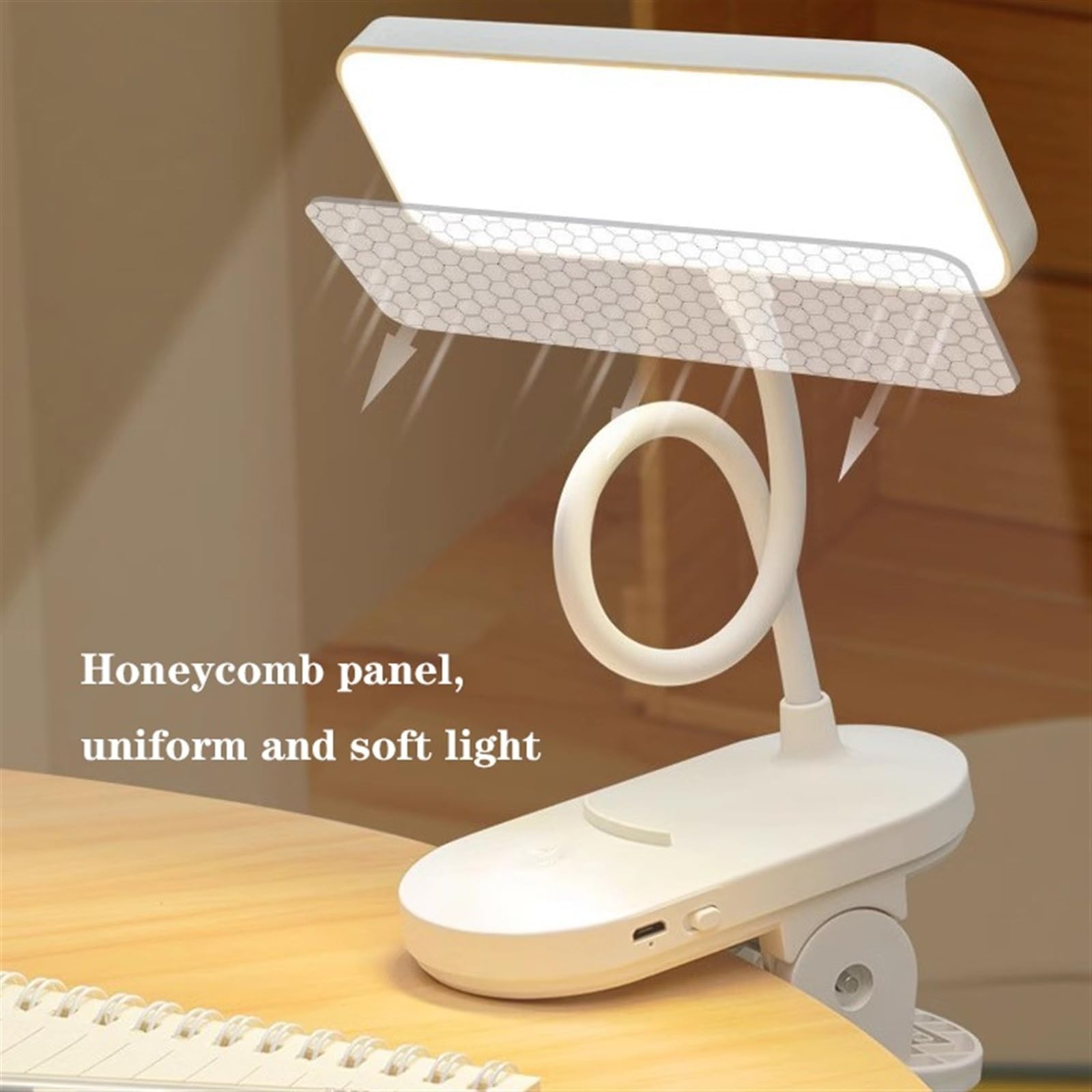 Lampe à LED températures Couleur et Gradation sans Pas, col en Ajustement Flexible Chargeur USB, lumière Lecture Portable avec Pince pour la Maison de Table/Bureau