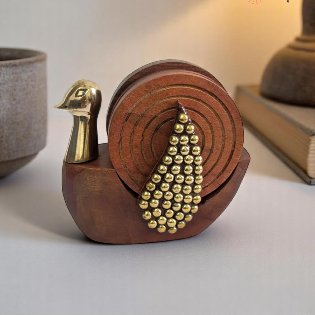 Swan Coaster Set with Brass Finish, Decorative Tea Cup Holders, Set of 6, Kitchen and Dining Room Decor-image-21