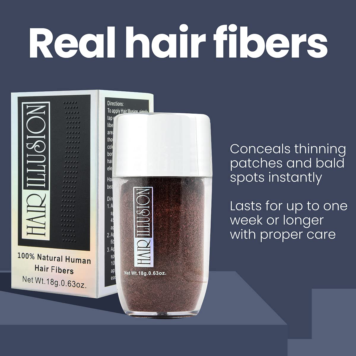 Hair Illusion Auburn Hair Fibers for Thinning Hair 100 Natural Texture, Non Synthetic Hair
