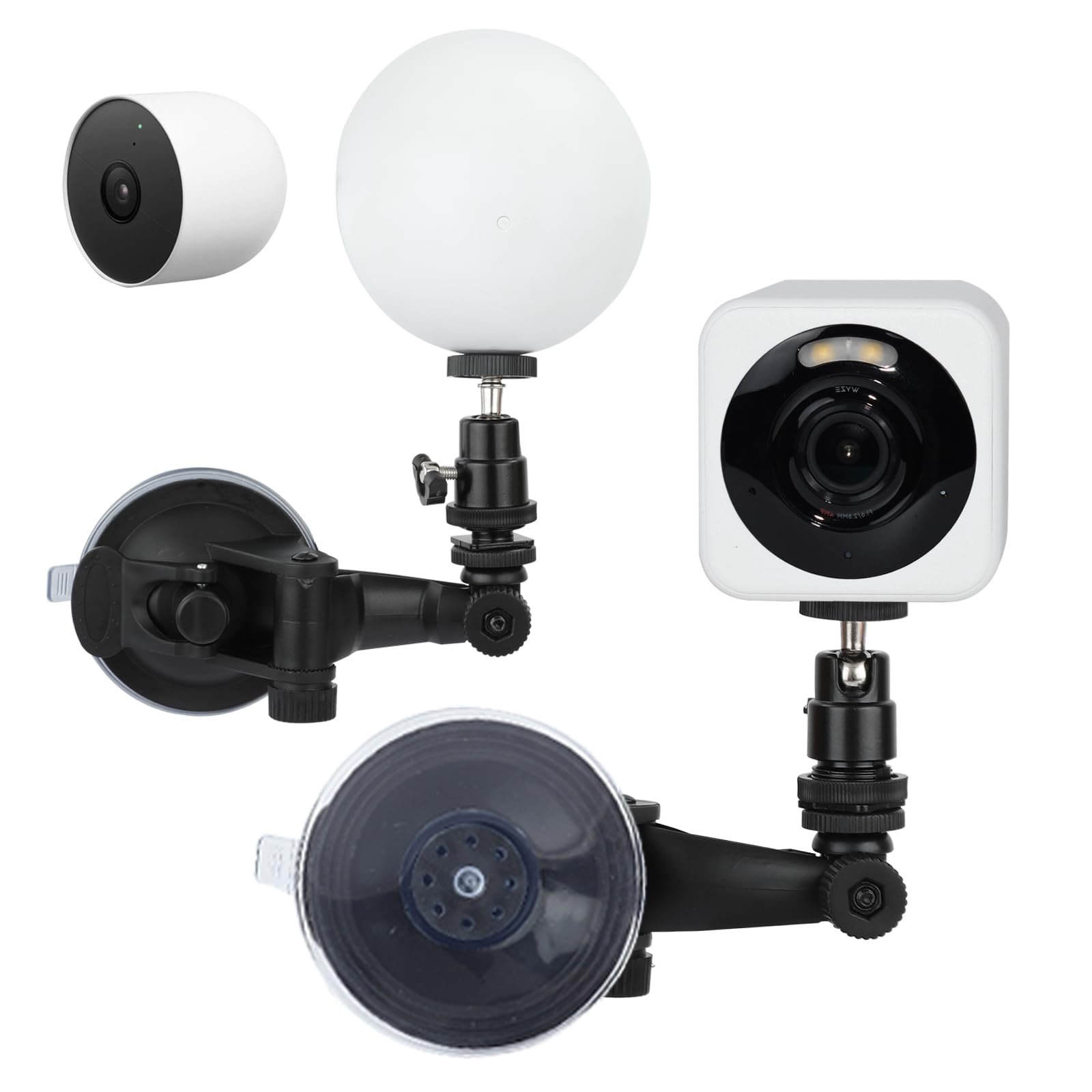 Camera Suction Cup Mount Compatible with Google Nest Cam (Battery), Wyze Cam V4, Wyze V3, Suction Cup Bracket, Camera Window Mount, 2 Pack (Watch Video Before Use)