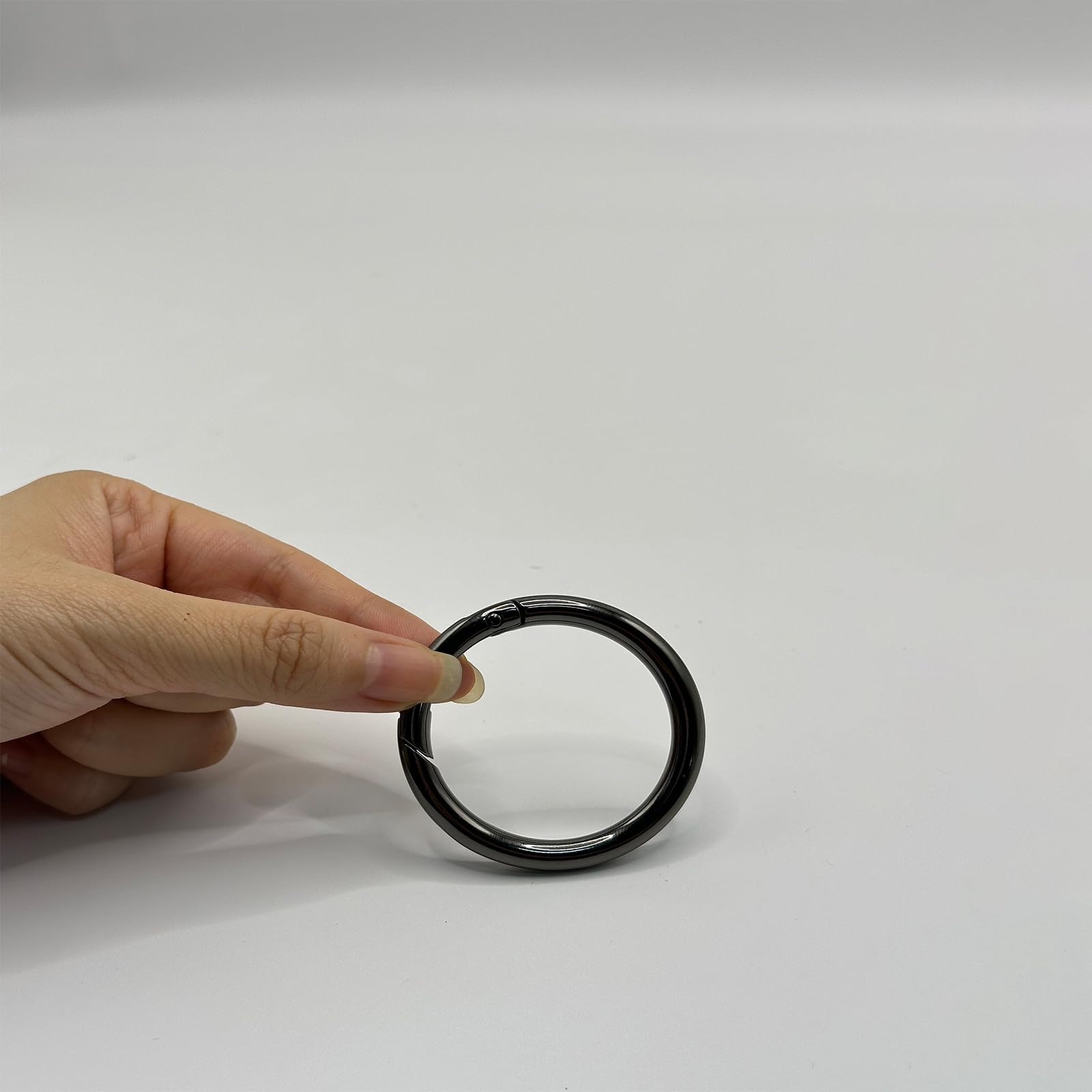 5 moschettoni rotondi, 61 mm OD, 50 mm ID, molto robusti, in lega di zinco, moschettone, rotondi, per borsa, portachiavi, fai da te (nero)