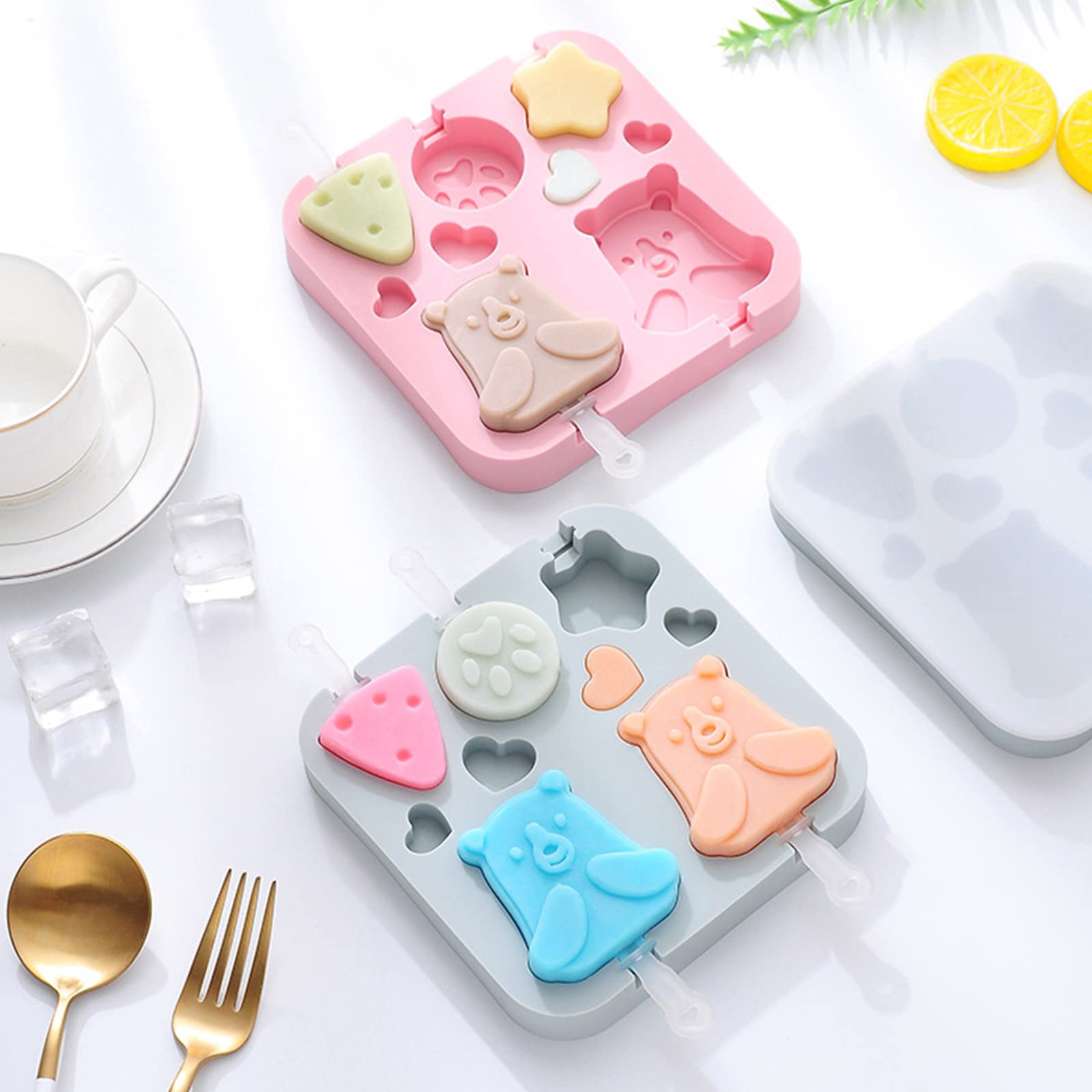 Moldes for paletas de hielo de silicona for moldes de paletas Juego de moldes for paletas de hielo for purés Moldes for helados con cubierta,Moldes para helados(A)