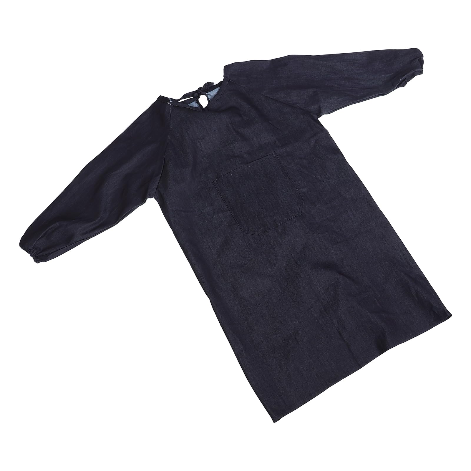 Schwarze Denim Arbeitsschürze mit Langen Ärmeln, Plus Size