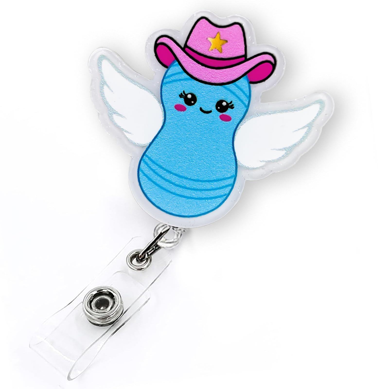 Flying Cowgirl Peanut Ball Badge Reel for Labor and Delivery Nurse NICU Badge Reel Maternity Nurse Badge L