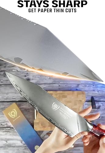 Miniatura 2 de Dalstrong Cuchillo de chef – 8 pulgadas – Serie Valhalla – Cuchillo de cocina de acero 9CR18MOV HC – Mango de resina roja y madera – Cuchillo de