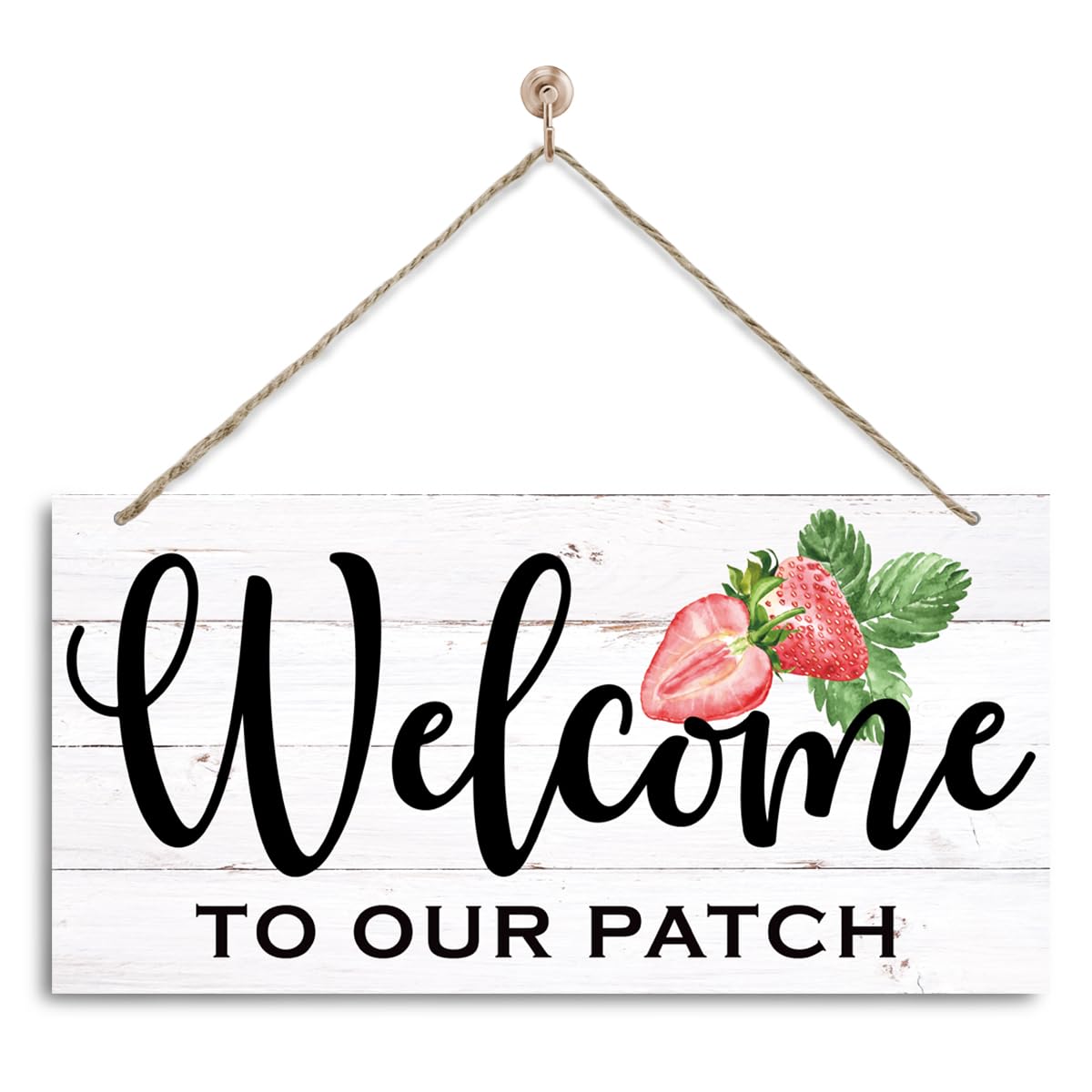 Welcome to Our Patch Sign, Strawberries Decor, Decorative Wall Plaque, Strawberries Summer Decor Art, Welcome Door Hanger, Strawberry Home Decor,