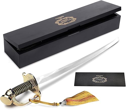 Sable de champán con mango dorado y caja de regalo de madera, abridor de champán de espada pirata, cuchillo de vino espumoso, cuchillo de champán,