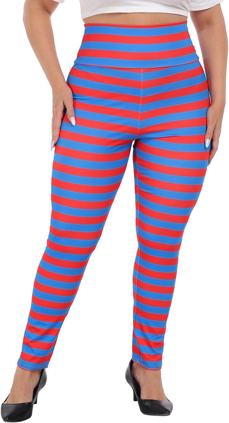 HDE Womens Plus Size Graphic Leggings High Waist Stretch Halloween Costume Full Ankle Length Soft Footless Opaque Tights