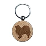 Sniggle Sloth American Eskimo Dog Solid Engraved Wood Round Keychain Tag Charm
