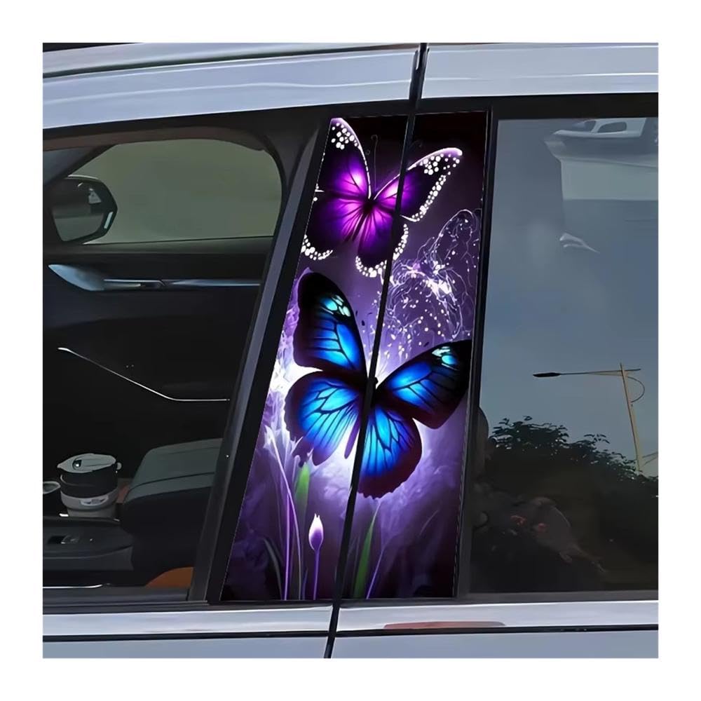 Bertdcx One Color Creative Butterfly Flowers Car Stickers Vinyl B-Pillar Protectors Auto Parts