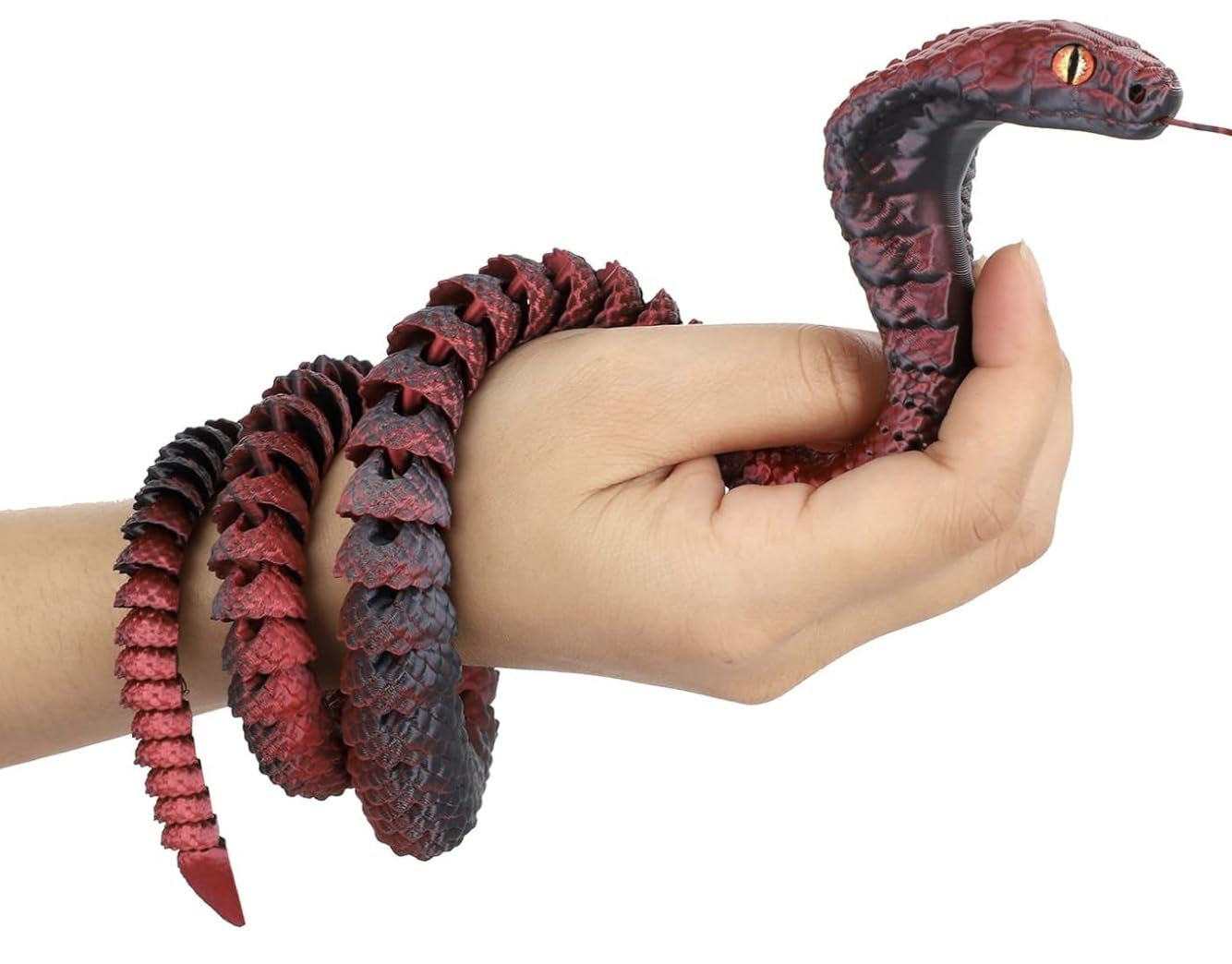 Serpente Stampato In 3D Oro 60cm - Giunture Flessibili, Occhio Realistico, Giocattolo Antistress E Decorazione Da Scrivania