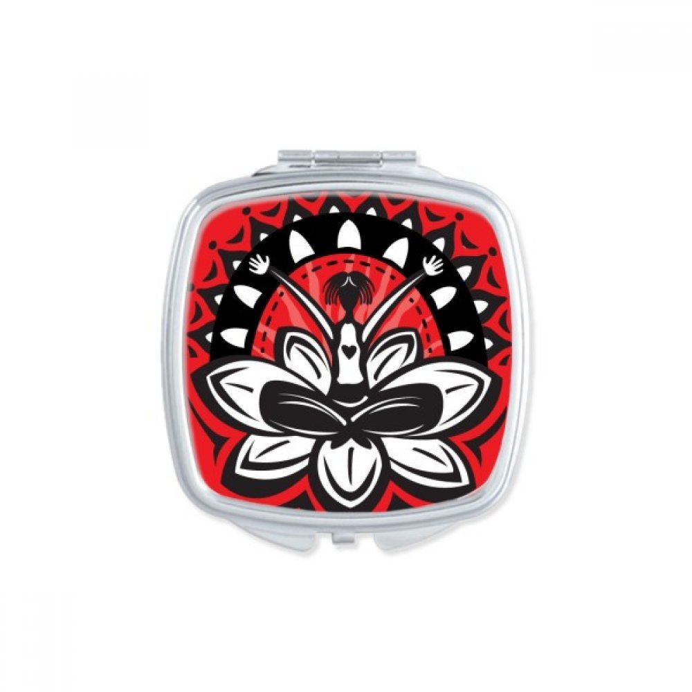 Miroir de poche compact cadeau mignon motif silhouette de lotus Mexique multicolore