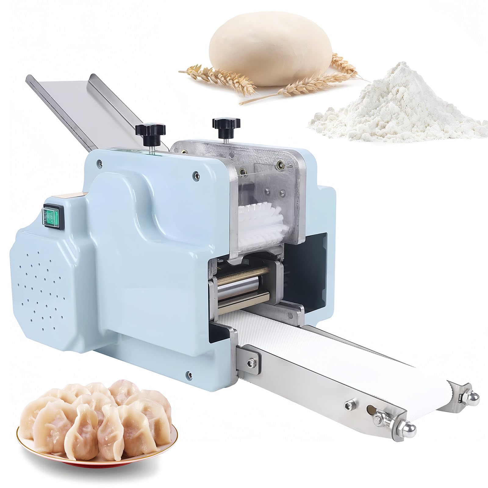 ksxnkhk Automatic Dumpling Skin Maker, Stainless Steel Commercial Machine for Spring Rolls, Pierogi, Ravioli, Momo, Dough Processing with Square Mold