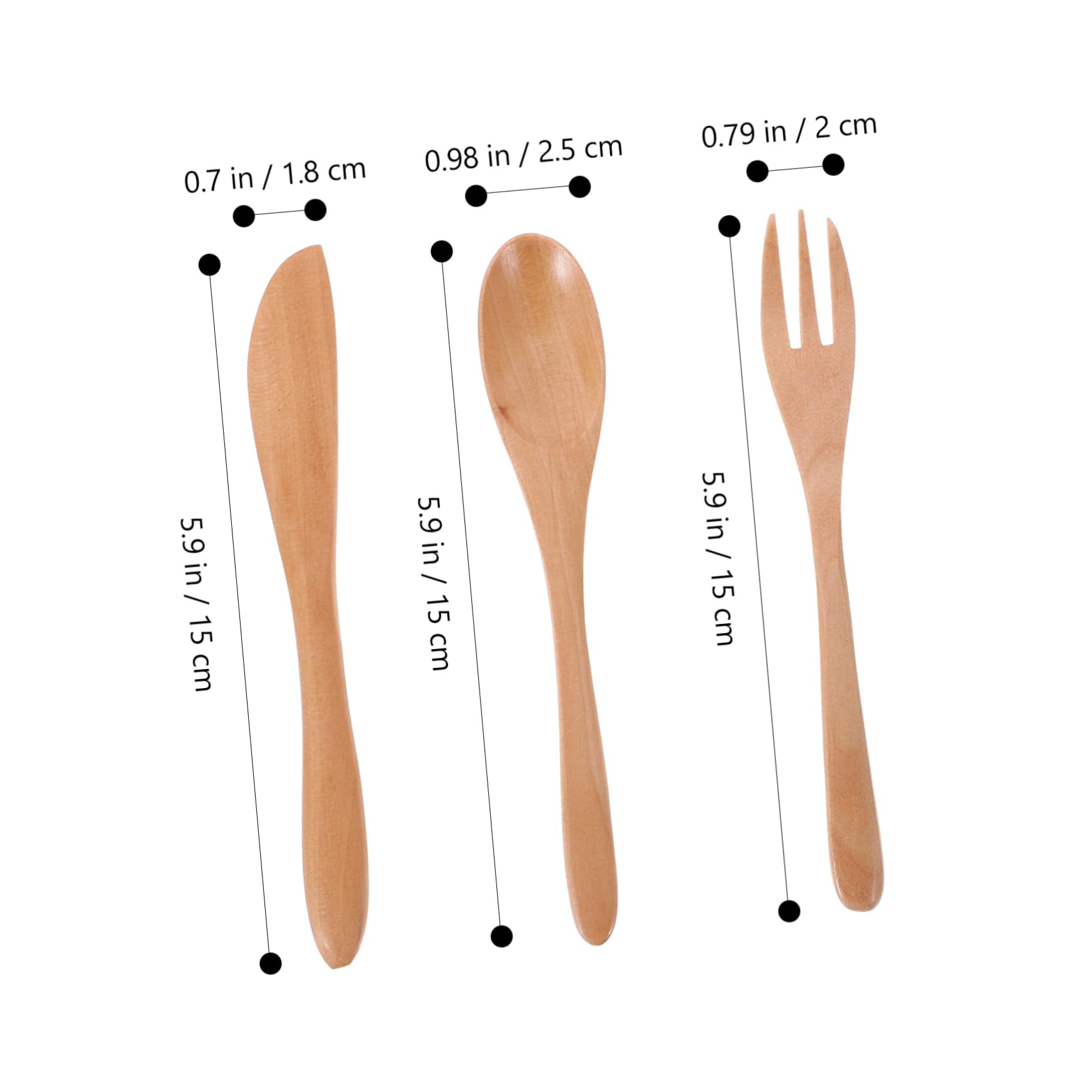 SUPVOX Boys and Girls-friendly Wood Cutlery Set Fork Spoon Knife Set Silverware for Boys and Girls 3-piece Dinnerware Kit