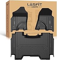 LASFIT Custom Fit All-Weather TPE Floor Mats for Ram 1500 Crew Cab 2019-2024 (No Rear Storage, Bucket Seats) Black 1st & 2nd Row
