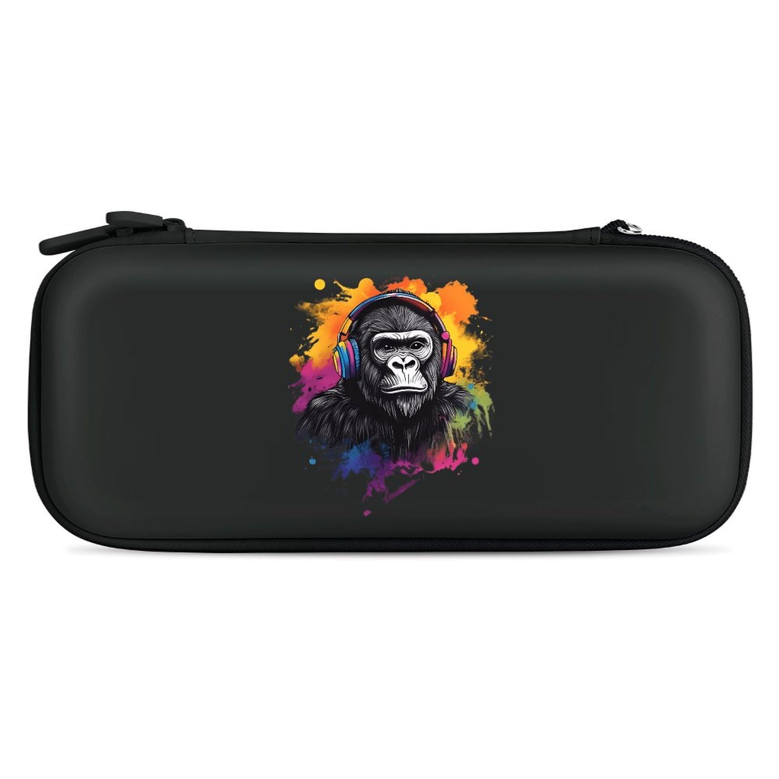 Colorful Gorilla Monkey Compatible with Switch Carrying Case Hard Travel Game Bag Pouch with 15 Games Accessories Black-style