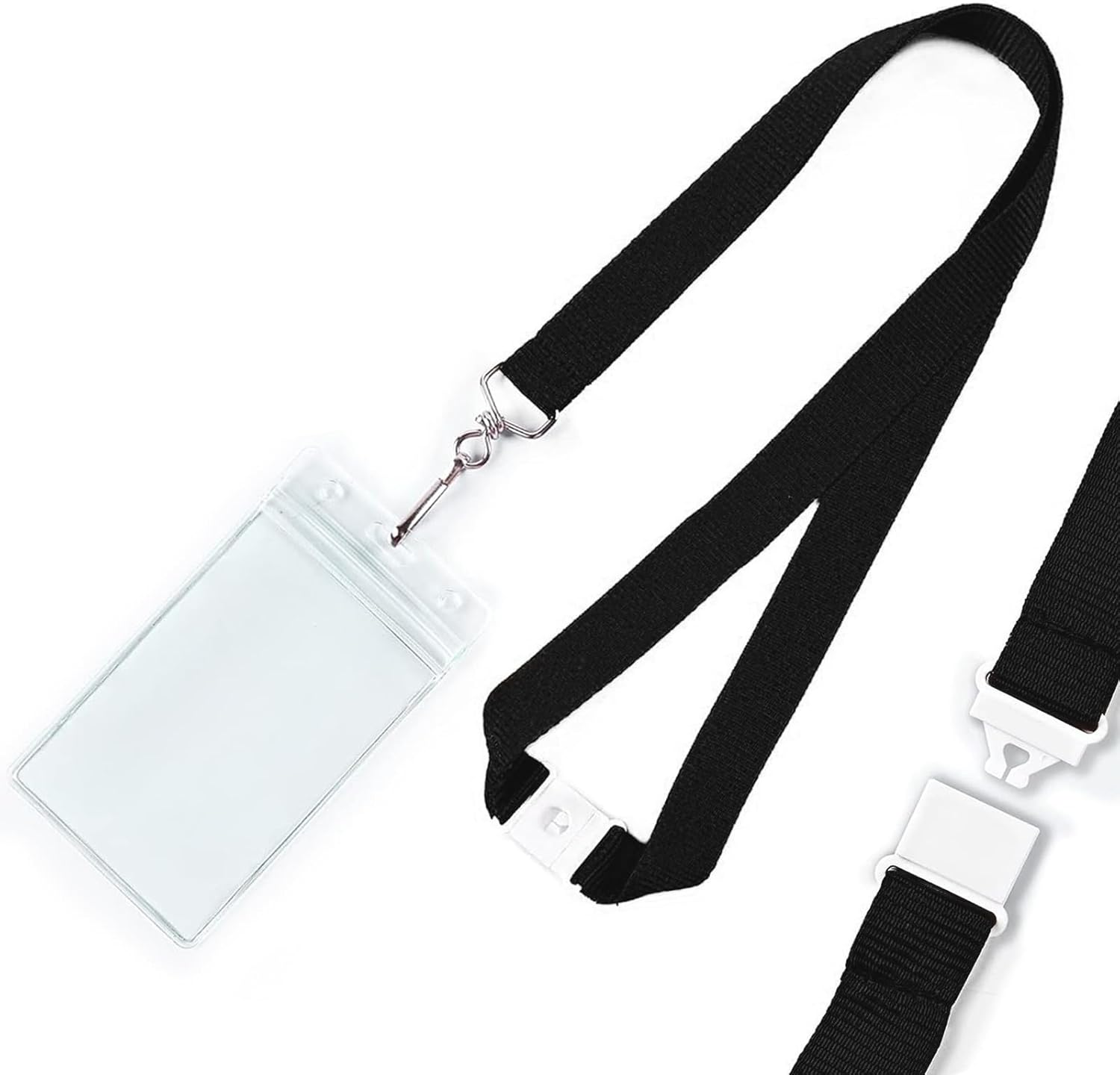50PCS Black Lanyards with Waterproof ID Holder, Cruise Lanyard with Safety Buckle for Work Badges, School ID, Cruise Cards, Office & Events(Black, 50PCS)
