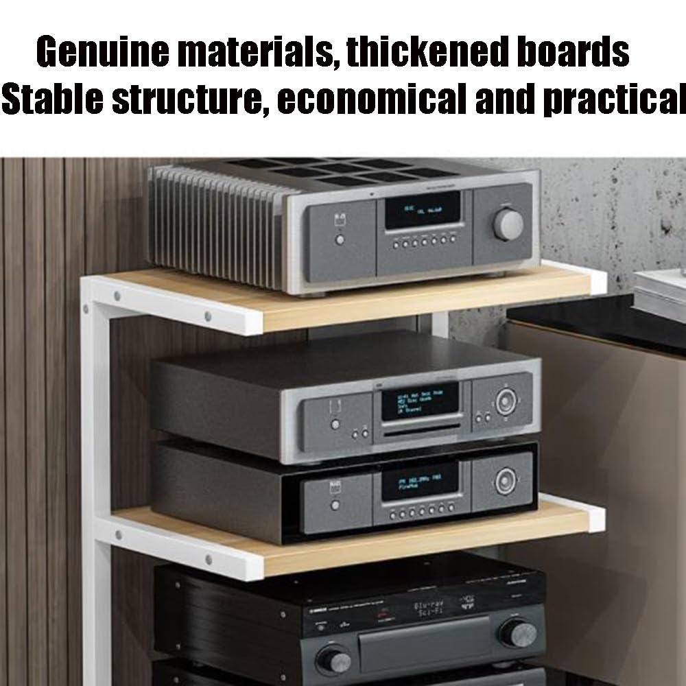 4-poziomowa przenośna szafka HiFi AV z półką narożną, uchwyt na wzmacniacz i płytę winylową, nowoczesny design, czarny, wytrzymały, wysokość 100 cm.