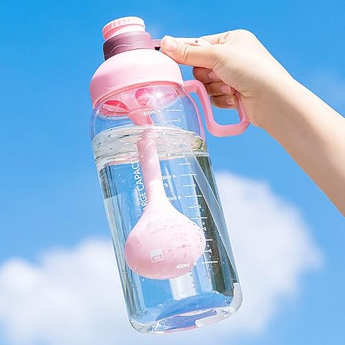Miniatura 4 de SEWACC Botella deportiva de gran capacidad, pipetas de plástico portátil, botella de agua transparente, pajitas, color rosa, Tritan de alta