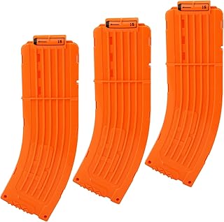 TORMEN 3 Pack Curved Quick Load Clips, 15 Darts Banana Magazine Compatible for Nerf Elite Soft Bullet Guns(Orange)