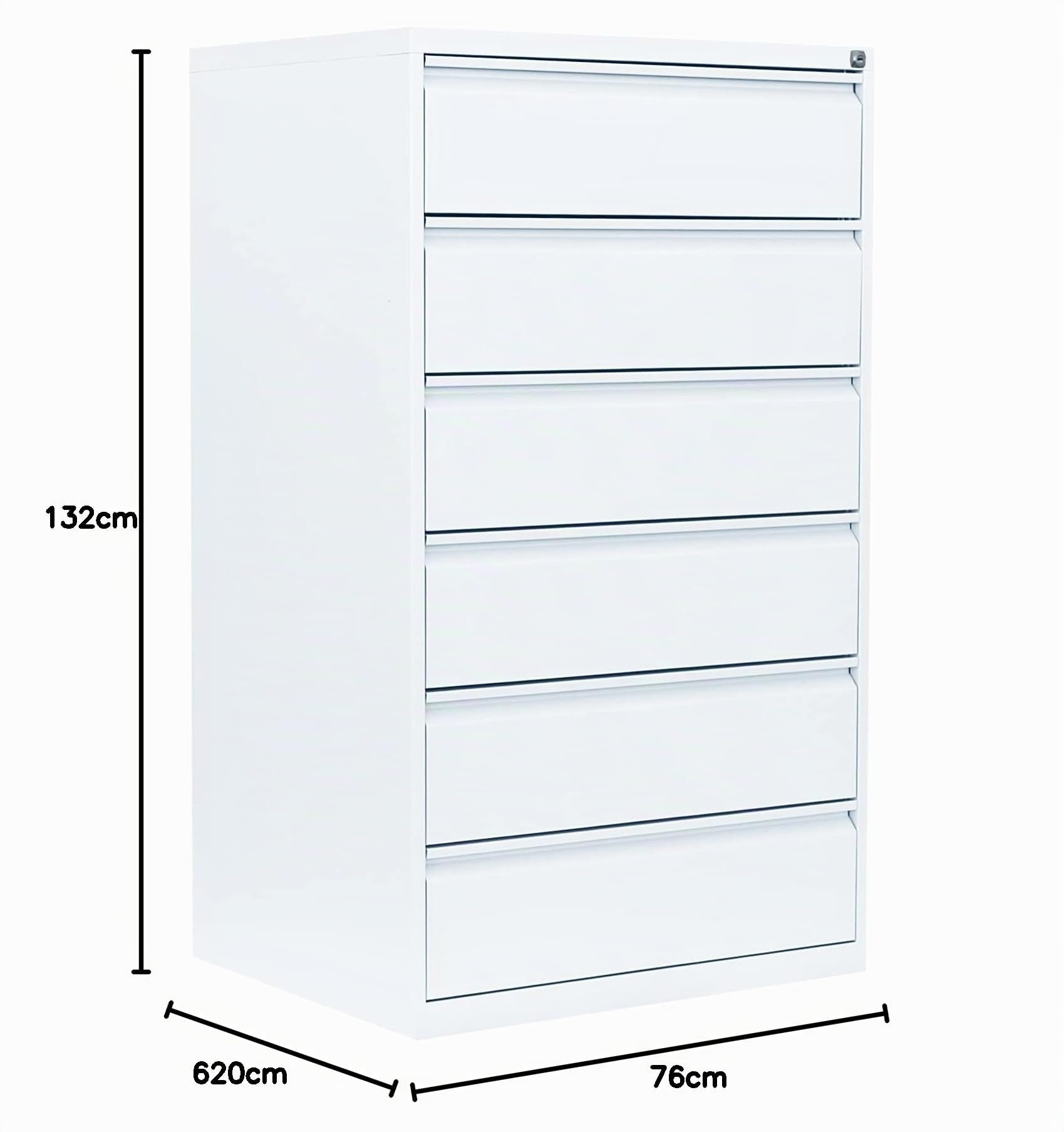 Lüllmann Karteischrank DIN A5 weiß 132x76x62cm 6 Schubladen quer dreibahnig