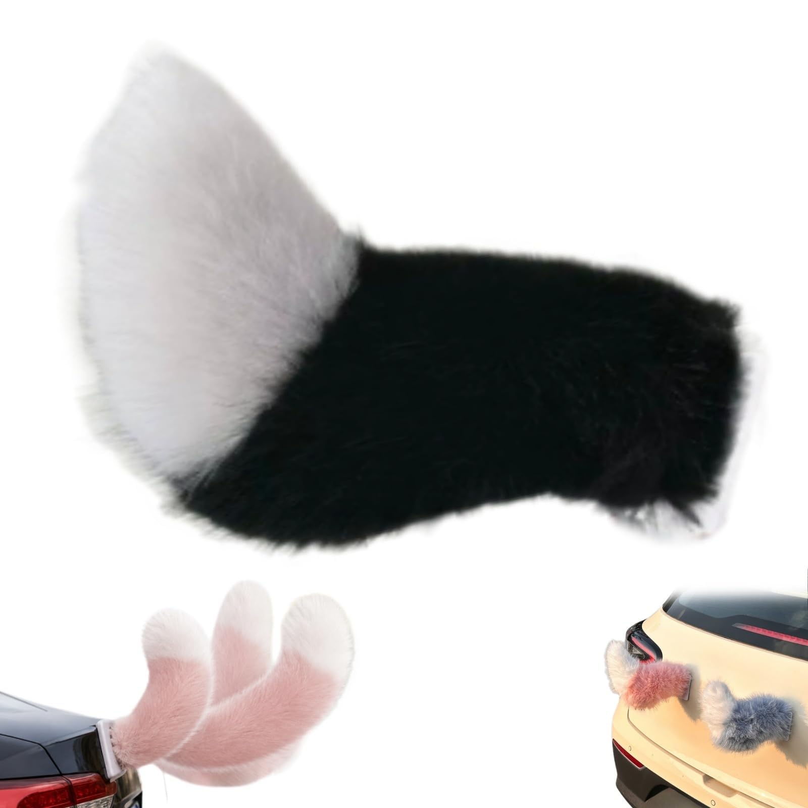 Ehoter Black Remote Control Electric Car Tail Fuzzy Wagging Tail For Car Exterior Decoration Wireless Moving Fluffy Tail Funny Gift For Car Lovers (,Remote Control)