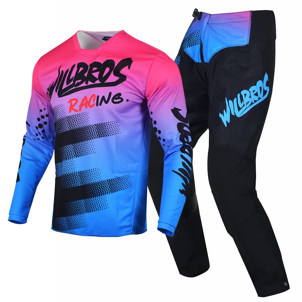Completo Maglia e Pantaloni da Motocross Uomo Donne Bicicletta Sporca Set Protettivo di Ingranaggi MX Fuori Strada Cavalcare Adulta