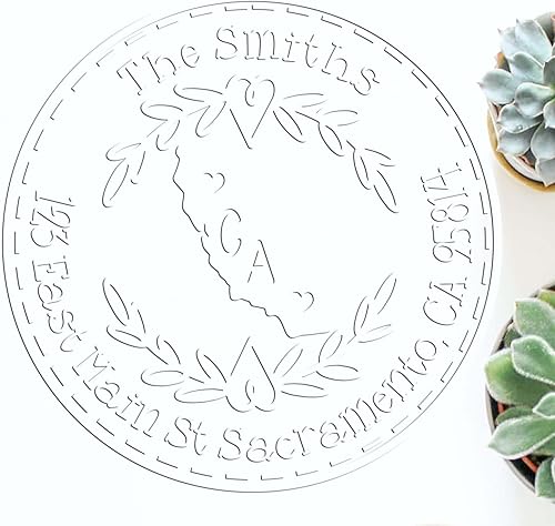 Miniatura 471 de Round State Love - Sello de dirección de devolución para Texas, uso con almohadilla de sello, mango de madera, sello de dirección de Texas