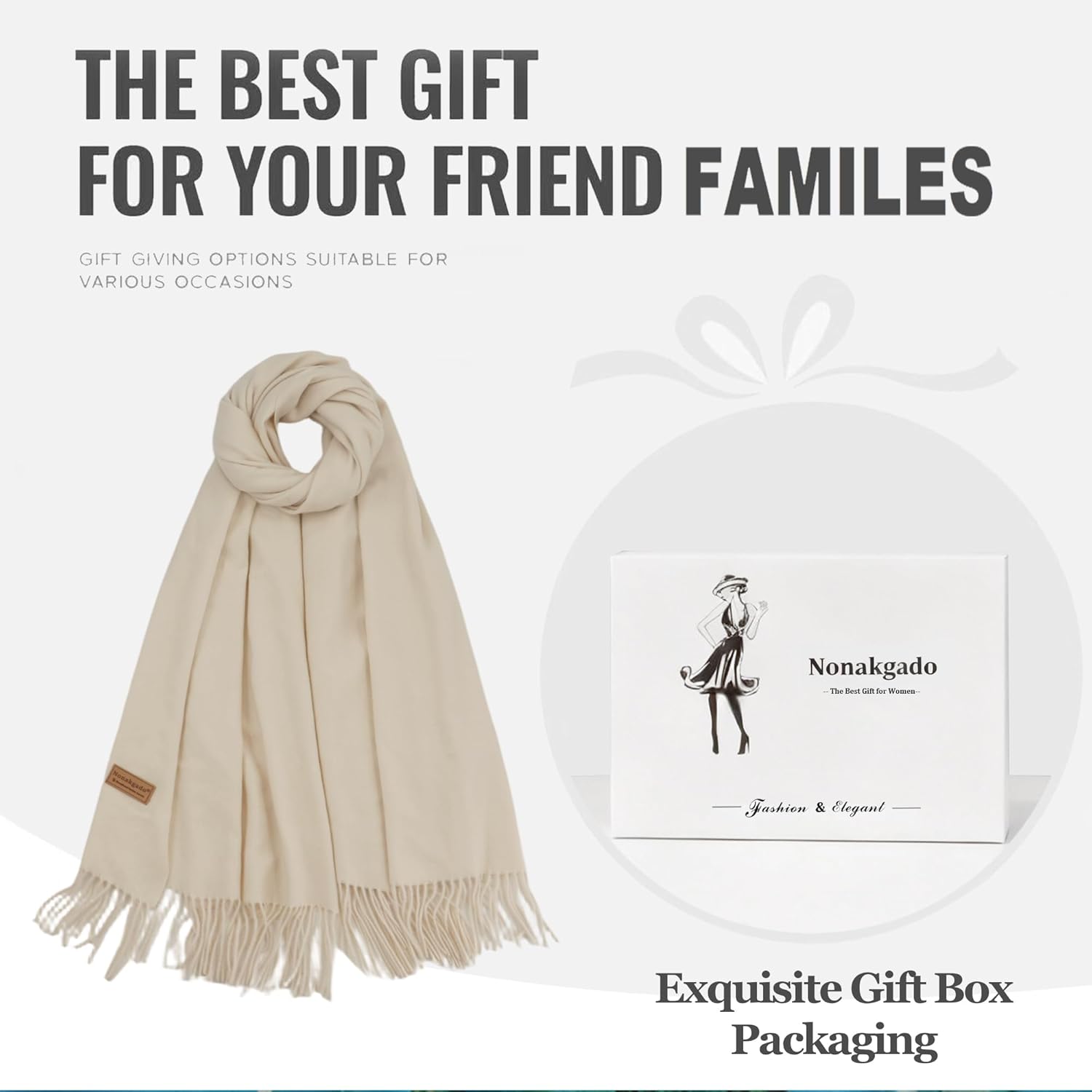 Winter Thick Wool Pashmina Scarf Shawl-Women's Soft Warm Pashmina Wraps for Evening Dresses Wedding Travel Shawl - Image 5