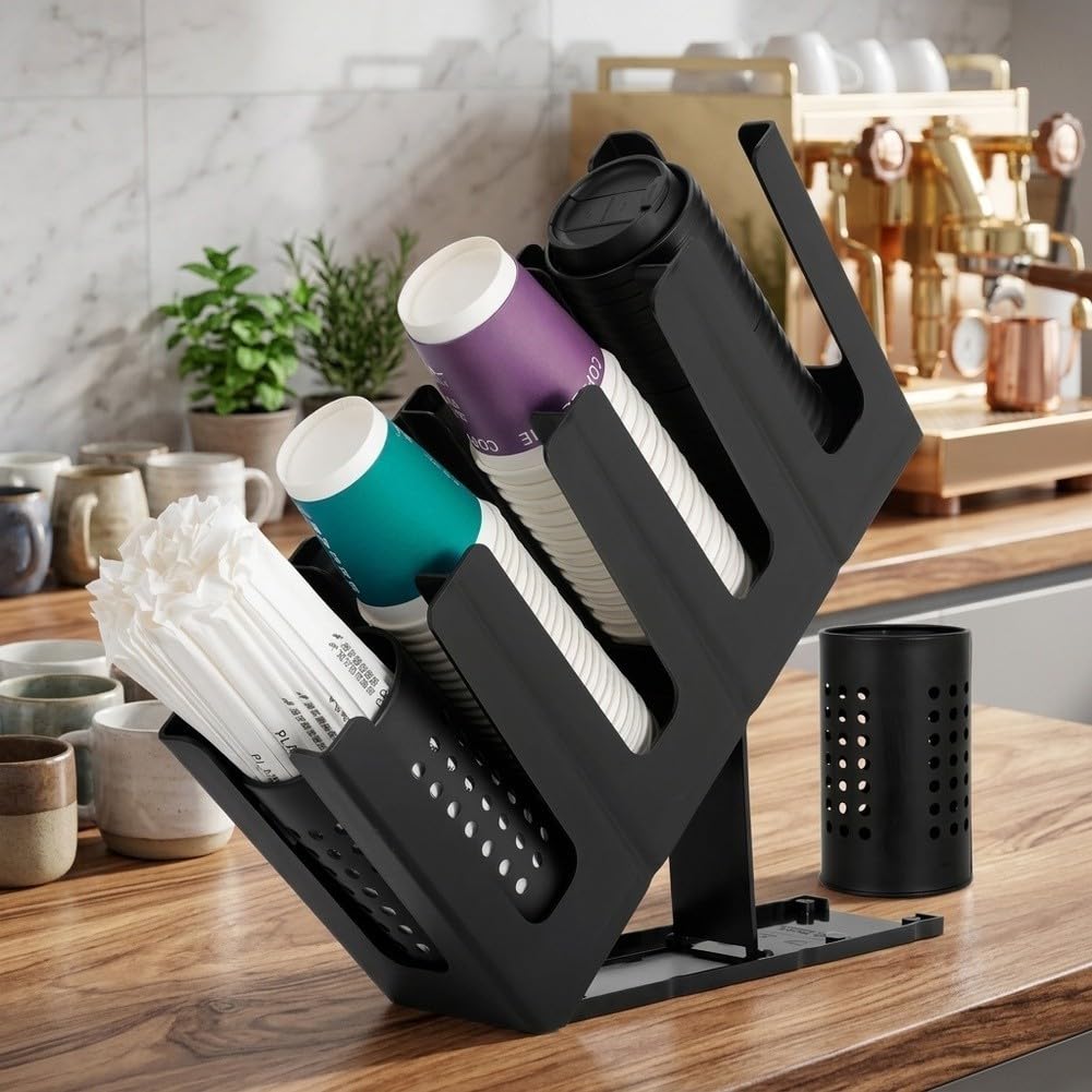 Organizer Tazze e Getta con Cannucce Integrato Organizer Tazze