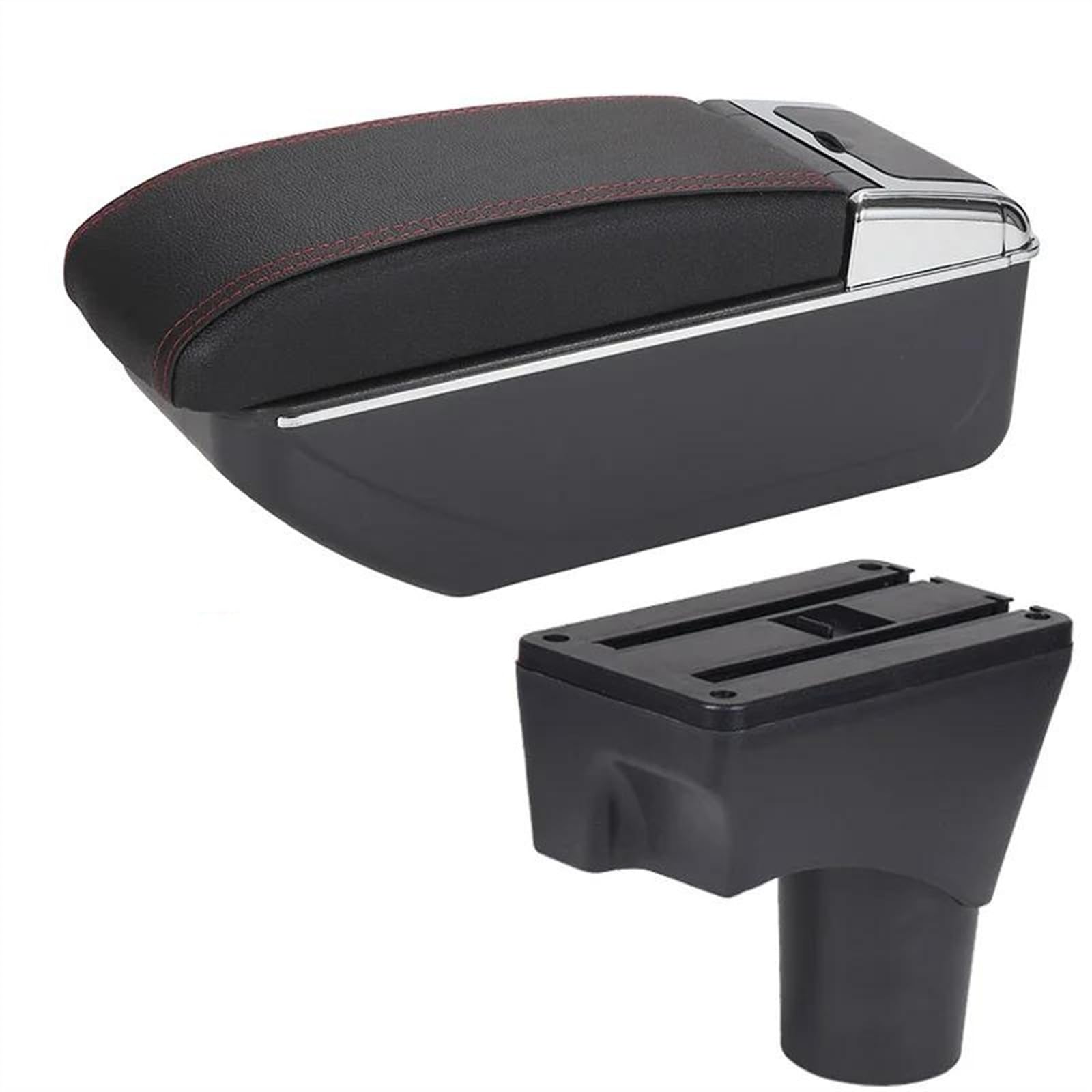 NOHEEU 2010-2022 Armrest Box Car Arm Storage Retrofit Parts Accessories For Sunny For March For Micra K13(D1 Black red No USB)