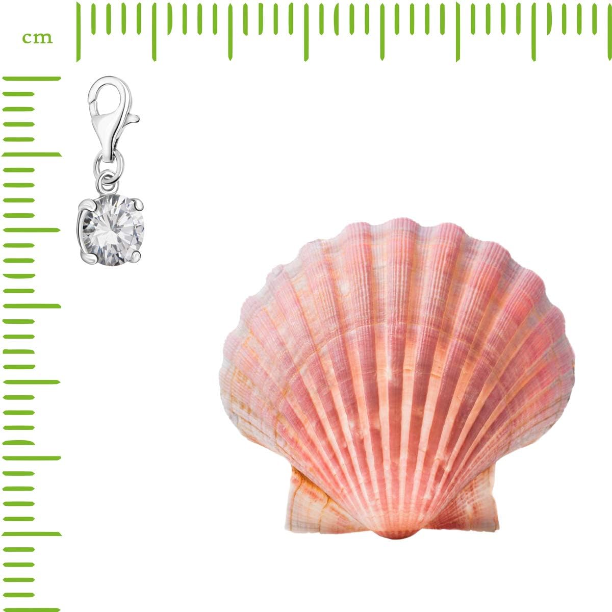 Quiges Crystal White Round Cubic Zirconia Clip On Charm Pendant Silver Plated Women's Jewellery - Image 5