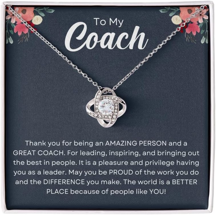 Coach Necklace Silver Plated Love Knot Standard - Thank You For Being An Amazing Person - Appreciation Retirement Teacher Leadership Thank You