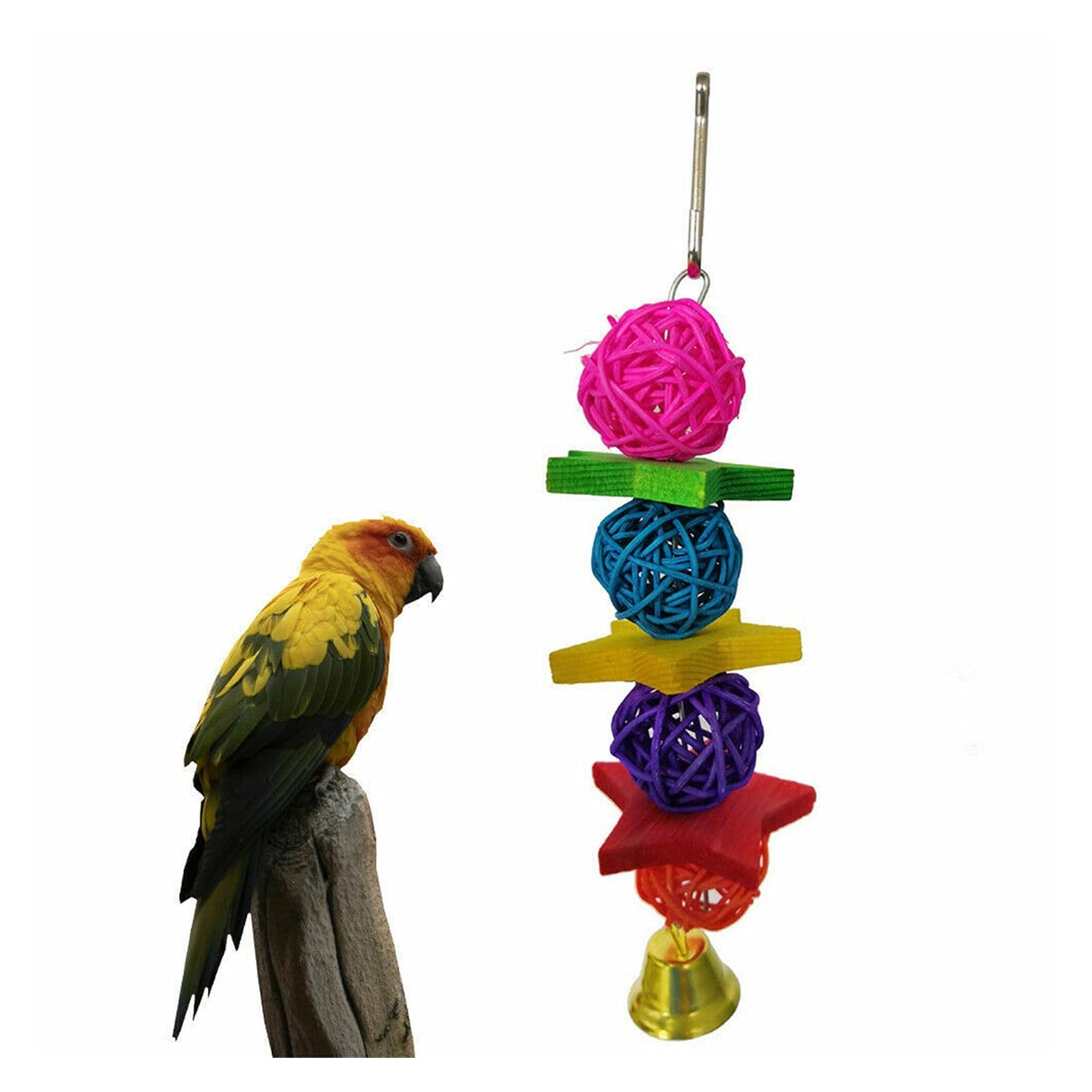 Jouet pour oiseaux 10 pièces/ensemble Cage à oiseaux Jouet pour perroquets Fiable à mâcher Balançoire à mâcher Pont de morsure Bois Perles Boule Cloche Jouet