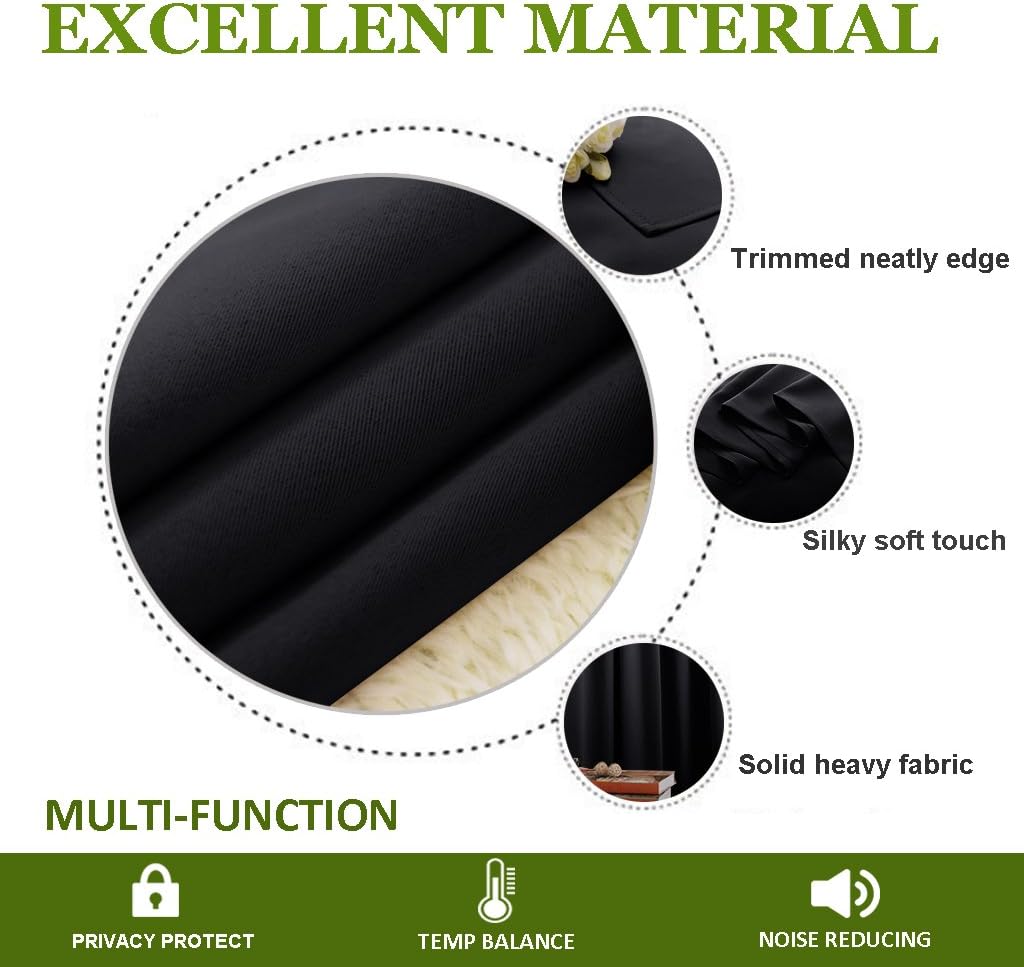 NICETOWN Black Out Curtain for Living Room - Easy Care Solid Thermal Insulated Grommet Blackout Panel/Drape for Bedroom Window (1 Panel, 70 inches Wide by 63 inches Long)