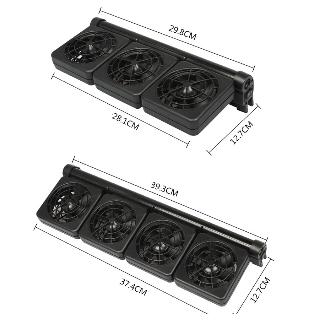 Ventilateur de Refroidissement de l'aquarium, 2 Niveaux Aquarium Aquarium Aquarium Ventilateur de rafraîchissement de Poisson Refroidisseur éolien Froid pour Le sel/Eau Douce,4 Heads