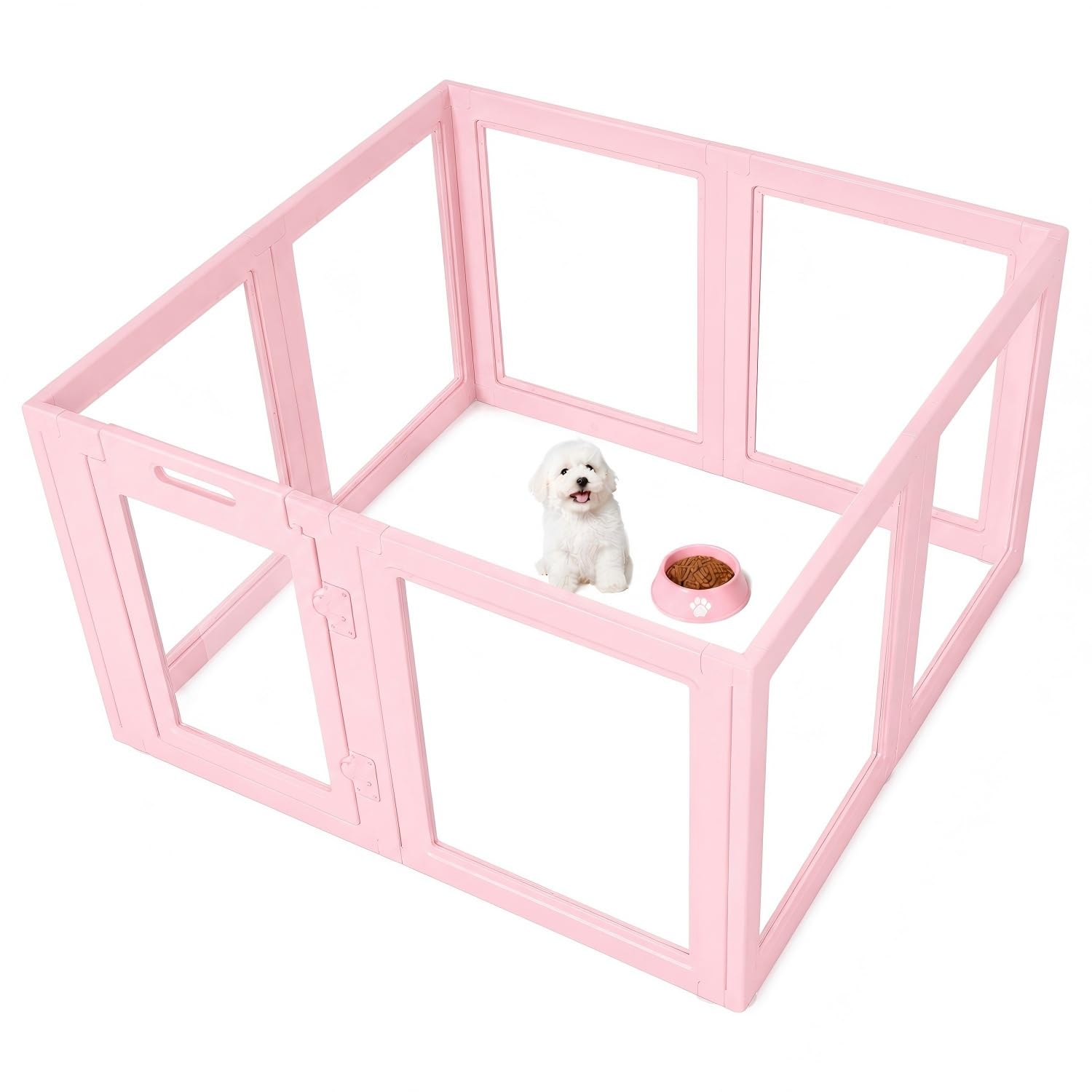 EVERFRONT Clear Acrylic Dog Playpen - Clear Dog Play Pen - Easy Assemble Acrylic Dog Playpen - Puppy Playpen, Cat Playpen, Small Animal Playpen, Dog Play Pen Indoors