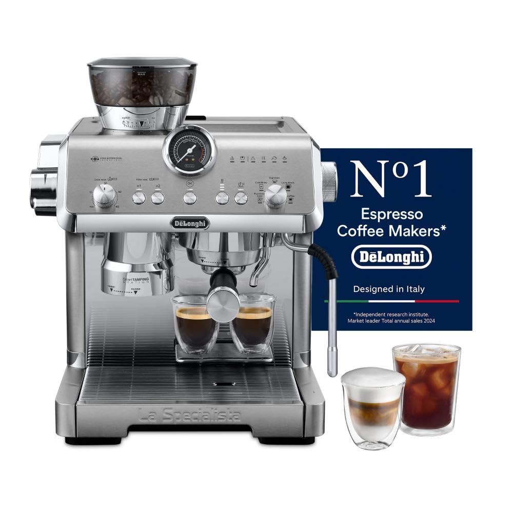 De'Longhi Cold Brew Coffee Machine LA SPECIALISTA OPERA Semi-Automatic Barista Espresso Machine with Built-in Grinder & Smart Tamping, Cold Extraction, 15 Bar Pressure, 15 Adjustable Settings EC9555.M