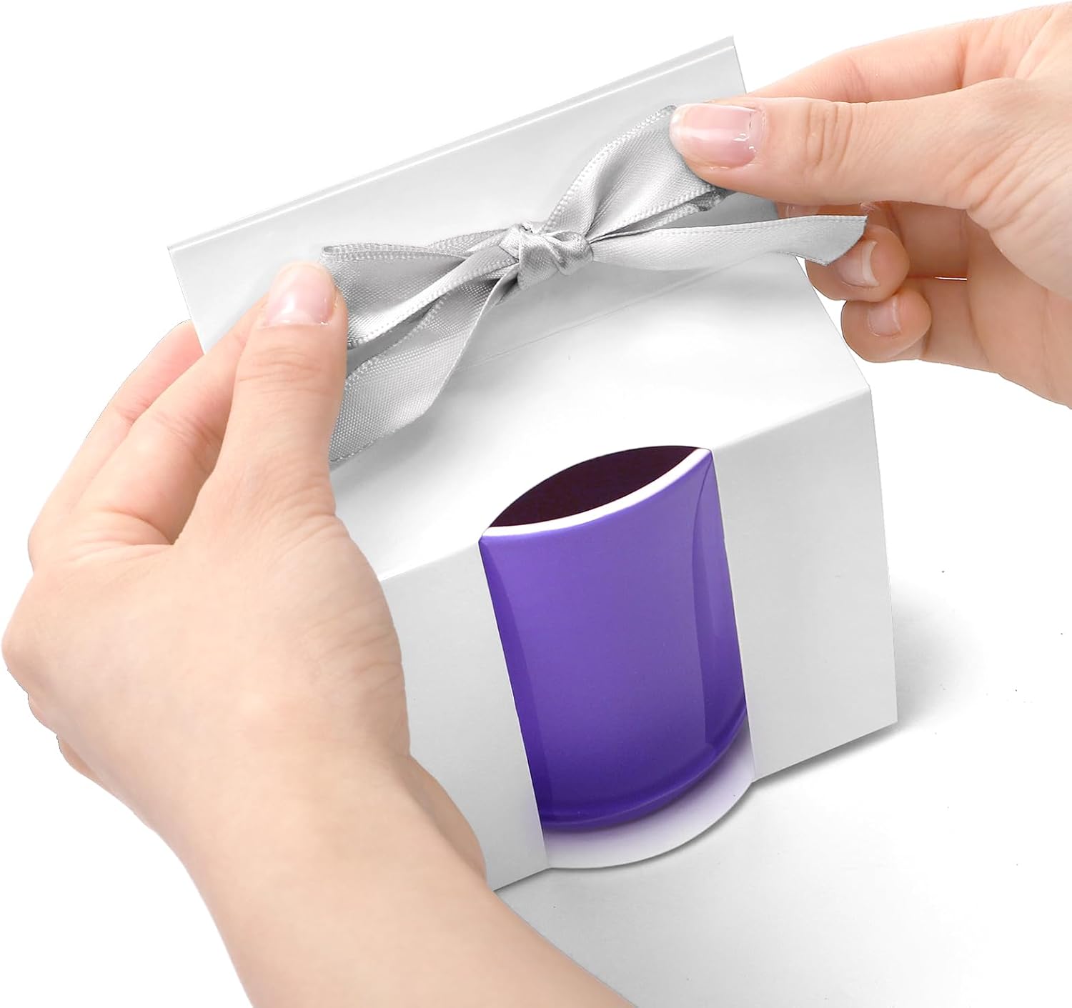 ZAVOOS 100 Pieces Mug Boxes, 11 Oz Sublimation Mugs Gift Box with Ribbon for Packaging Shipping Selling, Small White Cups Blanks Wrapping Bulk for Wedding, Birthday, Christmas