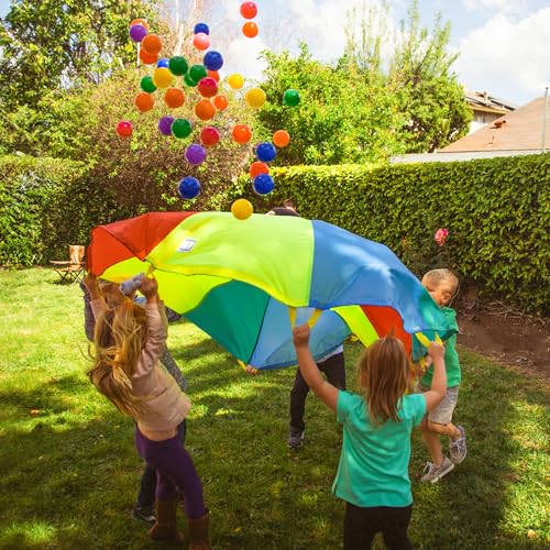 image for NARMAY Kids Play Parachute, 6ft Rainbow Parachute with 8 Handles, Coop