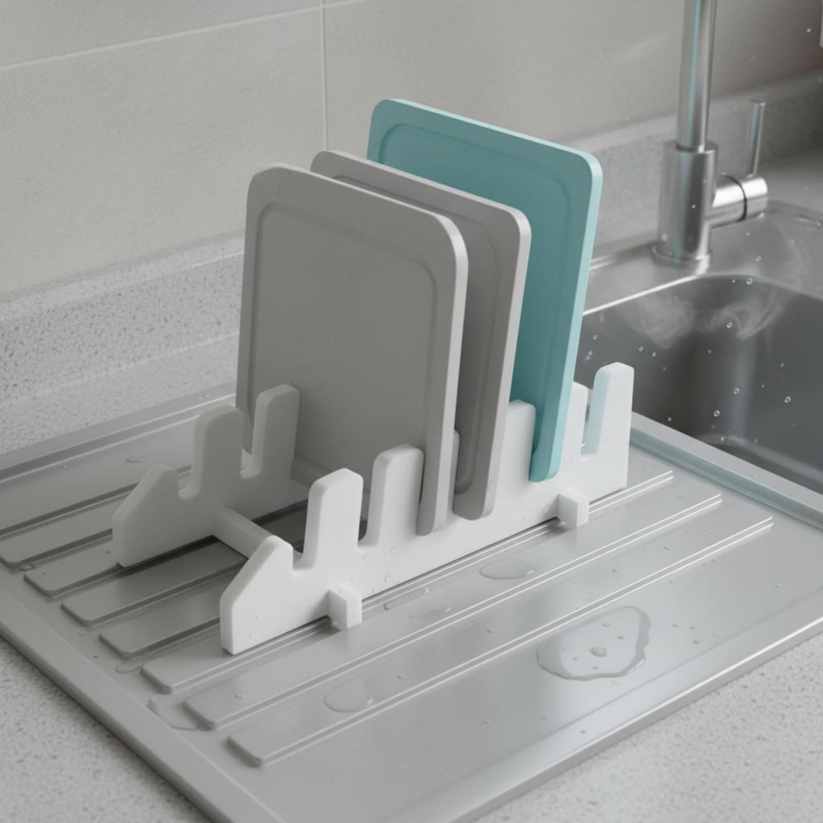 Küchenregal Choppingboardhalter Deckelablage Küchengerätehalter Trennregal mit Separaten Fächern für Geordnete Aufbewahrung für Wohnküche Arbeitsküche Büro, Weiß, 6-Slot
