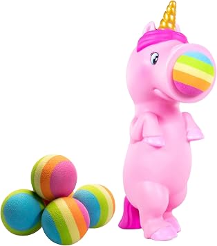 Hog Wild Pink Unicorn Ball Popper Toy - Includes 4 Soft Foam Balls - Squeeze to Pop Air Powered Balls Up to 20 Feet - Launcher Safe for Indoor/Outdoor Play - Great Gift for Kids, Girls, Boys Ages 5+