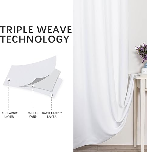 Miniatura 3 de MYSKY HOME - Cortinas opacas para dormitorio, de oscurecimiento, con increíble tejido triple, aislamiento térmico y ojales, 1 panel de cortina, 132